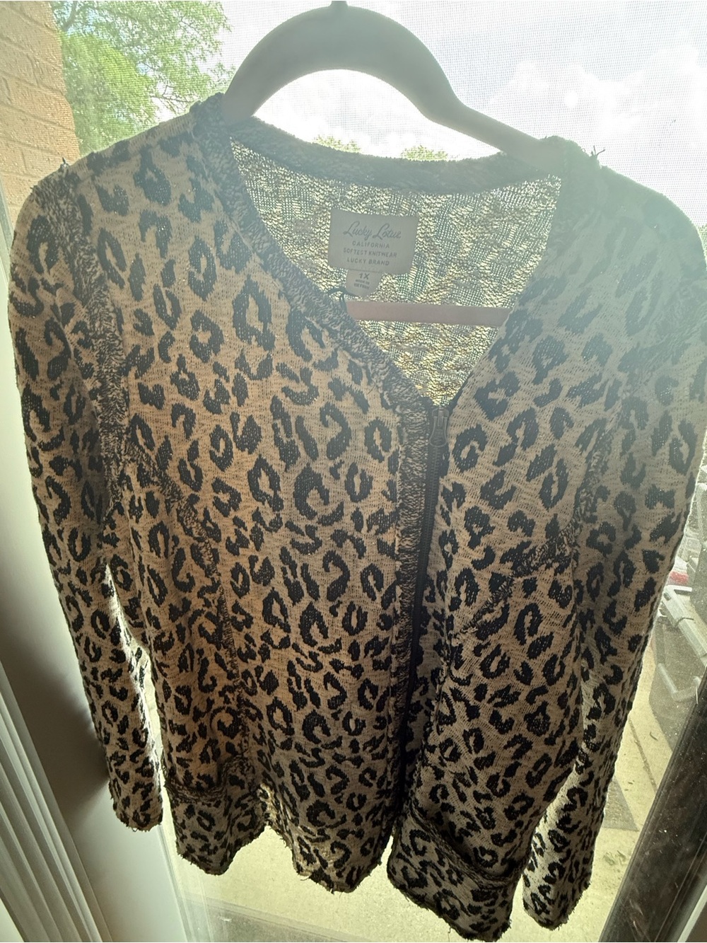 Leopard Print Zip Front Blazer Jacket Cardigan - Gray & Black